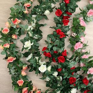 Fiori decorativi 16 Fagro / Batch di rose di seta foglie verde Idey usate per la decorazione del matrimonio in famiglia Falso Ghirlanda appesa al fai -da -te AR