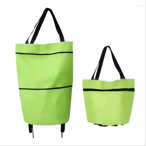 Storage Bags Shopping Cart Folding Wheel Bag Oxford Cloth Tug Hand Pulled