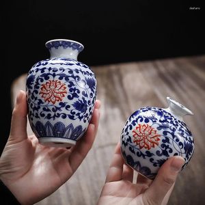 Вазы мини -маленькая ваза антикварные синие и белые веточки с цветочным чайным церемонией гидропонные украшения
