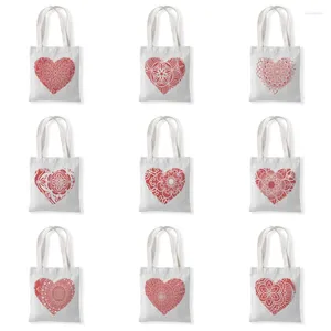 Bolsas de armazenamento Bolsa de compras feminina Moda Moda Classic Love Pattern Série de padrões de ombro reutilizável estampa vermelha Tote shopper