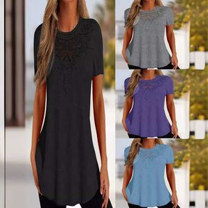 2024 Summer New Women's Solid Lace Short Sleeved Top T-shirt F51328