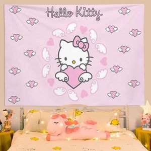 Wandteppiche Hallo K-Kitty Cute Room Decor Ästhetik Boho Home Dekoration Stoff Wandteppich für Wandhänge Kunst Wanddekoration Kawaii