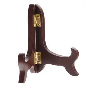 Figuras decorativas Besporble Wooden Display Stand Plate Holder Eanels Frame dobrável para 5-10 cm