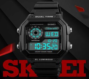 Nova chegada Skmei Moda Sports Watches Men Waterproof Countdown Pu Strap Watch Alarme Clock masculino Ledwatches de pulso digital Relógio3465253