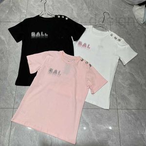 Women's T-Shirt designer brand T-shirt 2024 Summer New Product Academy Age Reducing Socialite Rhinestone Gradient Round Neck Short Sleeved Loose Top for Women OZ8X