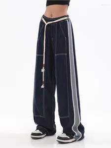 Dżinsy damskie 2024 Wiosna jesienna damska damska japońska moda wysoka talia proste worki spodnie streetwear szeroką nogę y2k dżinsowa spoda 5xl
