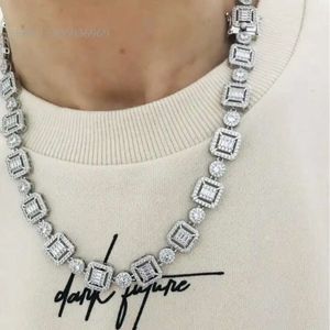 Anpassad Sterling Sier Moissanite Tennis Chain Mens Hip Hop Necklace