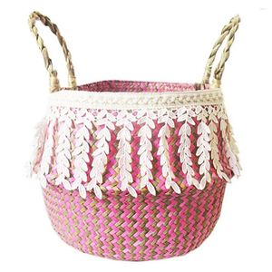 Laundry Bags Dirt-proof Storage Basket With Handle Seagrass Foldable Simple Decorative Organization For Indoor