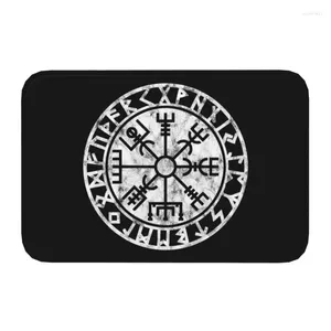 Carpets Vintage Vegvisir Symbol Front Door Mat Anti-Slip Indoor Waterproof Norse Viking Compass Doormat Living Room Entrance Rug Carpet