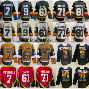 Vin reverso retro hóquei homem 9 Jack Eichel Jerseys 7 Alex Pietrangelo 71 William Karlsson 61 Mark Stone 81 Jonathan Marchessault Practice b