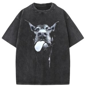 Men Gothic Letter Dog Printed TShirt Hip Hop Streetwear Punk Summer Vintage Washed Oversized T Shirts Tops men clothing 240513
