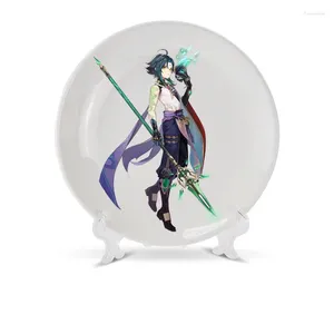 Decorative Figurines Game Genshin Impact Zhongli Xiao Hutao Character Desk Plates Wall Background Art Plate