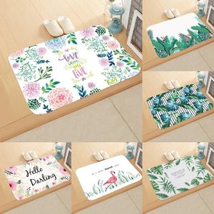 Bath Mats Tropical Plant Palm Leaf Mat Kitchen Floral Green Leaves Door Pads 40x60 Carpet Doormat Indoor Floor Bathroom Anti-Slip Rug