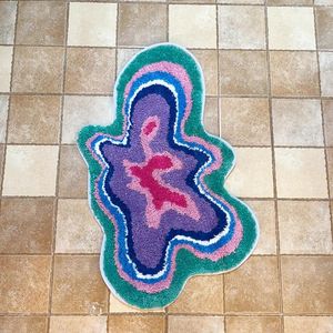 Carpets Colored Fluid Flocking Tufted Rug Chair Pad Anti-slip Bath Floor Mat Kids Bedroom Irregular Shape Entrance Doormat Fullfy