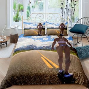 Bedding Sets 3D Duvet Cover Set Comforter Pillow Covers Full Twin Single Double Size Beauty And Skateboarding Home Texitle
