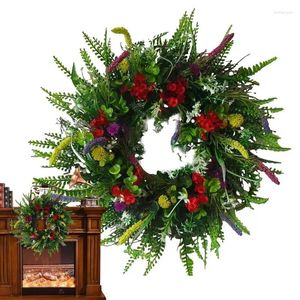 Decorative Flowers Artificial Wildflower Wreath Front Door Decoration Indoor Outdoor Rustic Arts Garden Ornaments For Walls Window Porch