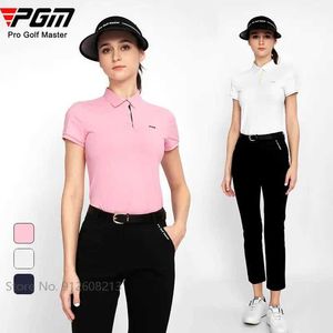 Traccetti da donna PGM femmina Summer usura magliette morbide traspirabili da donna a slittata polo slittata elastica elastica top sportivi sottili s-XL Y240507