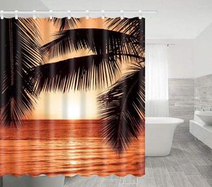 Shower Curtains Bath Room Fabric Polyesterwith Seaside Holiday Sunny Beach