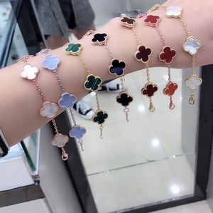 Женские браслеты дизайнерские браслеты для юрмотиков для четырех листовых очаров роскошь 4 серебряный подарок золотые женщины цветочные цепи