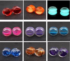 60st Acrylic Liquid Blood Floating Glitter Star Ear Plug Gauge Piercing Earring Expander Bårkött Tunnel 616mm5075534