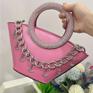 10a Fashion Tote Bag Bringen Sie Bag eingelegener Diamantgriff Handheld -Beutel rund Super Schulter Wasserkorb Crossbody Eimer Sparkling Diamant Thec