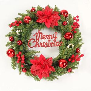 Flores decorativas 30/40/50cm de natal grinaldas de ouro vermelho ornamentos de bola de ouro para a porta da frente pendurando vime castanho de natal