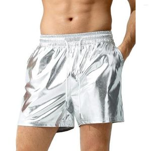 Mäns shorts våt utseende kroppsbyggande varumärke casual faux läder fitness fyra säsonger gym män mens regelbundna comfy