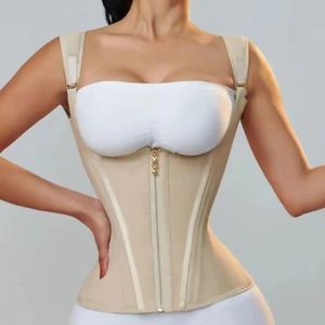 Fajas colombianer girdles med rad spänne och blixtlås postpartum korsett midje tränare kropp shaper för kvinnor sexig formning kurva 240113