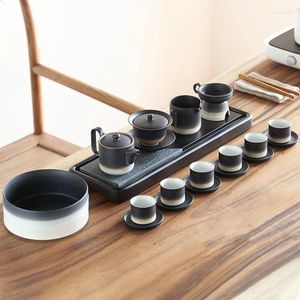 Tearware Define preto conjunto de chá tradicional Cerimônia de viagem portátil Matcha Gongfu Caneca Teapot Juego de Te