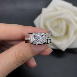 Wedding Rings Solid 14K Platinum AU585 PT950 Mens Ring Atmosphere Mosilicon Gift Q240511