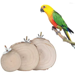 Diğer kuş malzemeleri 1 adet rastgele renkli dairesel ahşap atlama tahtası papağan küçük evcil hayvan hamster sincapları için oyuncak