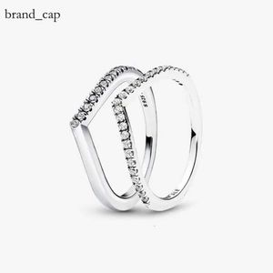 Pandoras pierścienie srebrne para obrączki ślubne dla kobiet designerski świąteczny prezent biżuterii