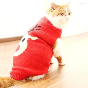 Hundkläder Pet Christmas Sweater Elk Tryckt mönster Knitkläder för hundar/ katter i vinterröd/ grön