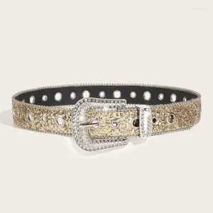 Paski 3,8 cm Y2K Bling Cearant Designer Pu Fashion Pasband Dżinsy Punty Punk Rhinestone Branddecor dla kobiet mężczyzn