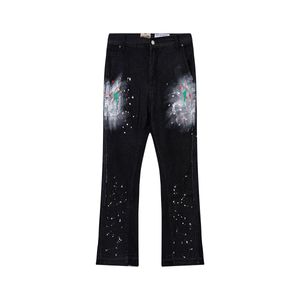 Black Jeans Pants For Men Women Printing Washed Joggers Trousers