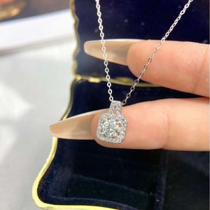 S925 Silver Tiffanyjewelry Heart Pendants Mo Sangshi Temperament Quadrat Diamant Anhänger Kragen Kette Halskette Tiktok Live