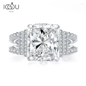 Cluster Rings Iogou Vintage 925 Sterling Silver Ring 6CT CUSHION CS CZ Jubileum Engagement Sona Simulated Diamond Wedding Bridal