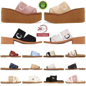 Designer tofflor Woman's Woody Flat Mule Luxury Sandals berömda kvinnors glider sommar svart vit beige rosa tränare sandal lady kontorsplattform tofflare