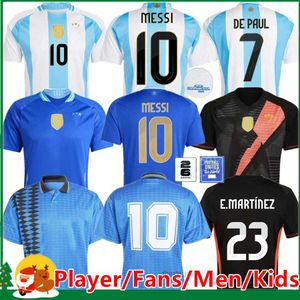 Fußballtrikots 2024 Messis Argentinas Fußball Trikot Copa America Cup Camisetas Kid Kit Nationalmannschaft 2425 Home Away Football Shirt di Maria Lautaro Martinez Playe