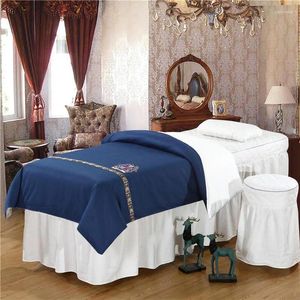 Sängkläder sätter 50 vackra bomullsmassage spa salong Använd broderi täcke täcken säng kjol quilt tjjockna skönhet säng bättre