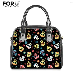 Bolsas de noite forudesigns Funny Skull Pattern Personalidade Classic Duable confortável fêmeas de couro PU suave