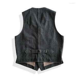 Mäns västar blazer väst regelbunden fit sjal krage tvättade klassiska herrar elegant stil amerika vintage waistcoat