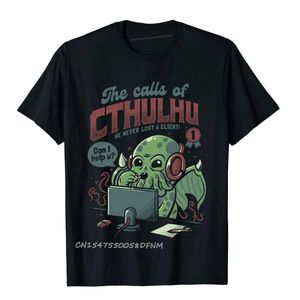 The Calls of Cthulhu Top T-shirts Gothic Cotton Tops Shirts Street for Adult Luxury Camiseta Christmas Tee Shirt 240511