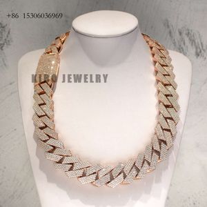 Hip Hop Jewelry Sterling Sier 26mm bredd Iced Out Moissanite Cuban Link Chain