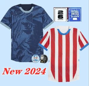 Paraguay 2024 2025 Soccer Jersey Copa America Camisetas de Futbol Home White Red Away Dark Blue 24 25 Men Kids Football Shirt Kit Kort ärm Anpassade uniformer