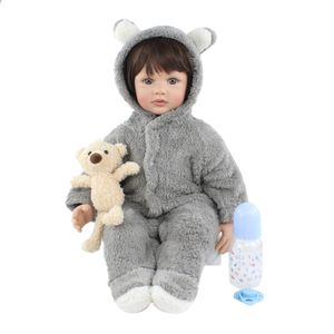 60 cm in silicone morbido baby rinascita da bambola per bambini giocattolo abbigliamento in età prescolare in vinile abito vivente vestito di regalo di compleanno di boneca casa 240509