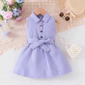 Abito da ragazza vestito per bambini 1-6 anni Viola Ploid Ploid Ploid Summer Seeveless Princess Formal Abites Ootd per Baby Girll2405