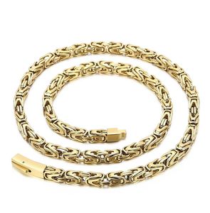 6mm 26 -tums BlackGoldsilver Byzantine Chain Solid Knutted Link Halsband för mensgåvor Rostfritt stål smycken5599947