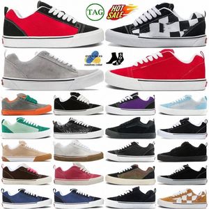 tränare sneakers skor knu designers sko skateboard män kvinnor svart vit marin gummi mega check brun utomhus platt plattform röd trippel lila gul grön