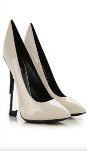 22SS Brands de luxo designer Sandal Women Heels High Sandals Bombas Opyum 110mm Bombea de couro de patente de patente de patente Branco de 110 mm